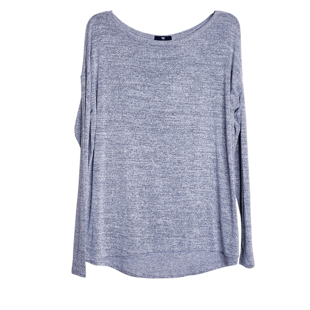 Gap Gray Heathered Stretch Knit Long Sleeve Pullover Top Women's Size Medium